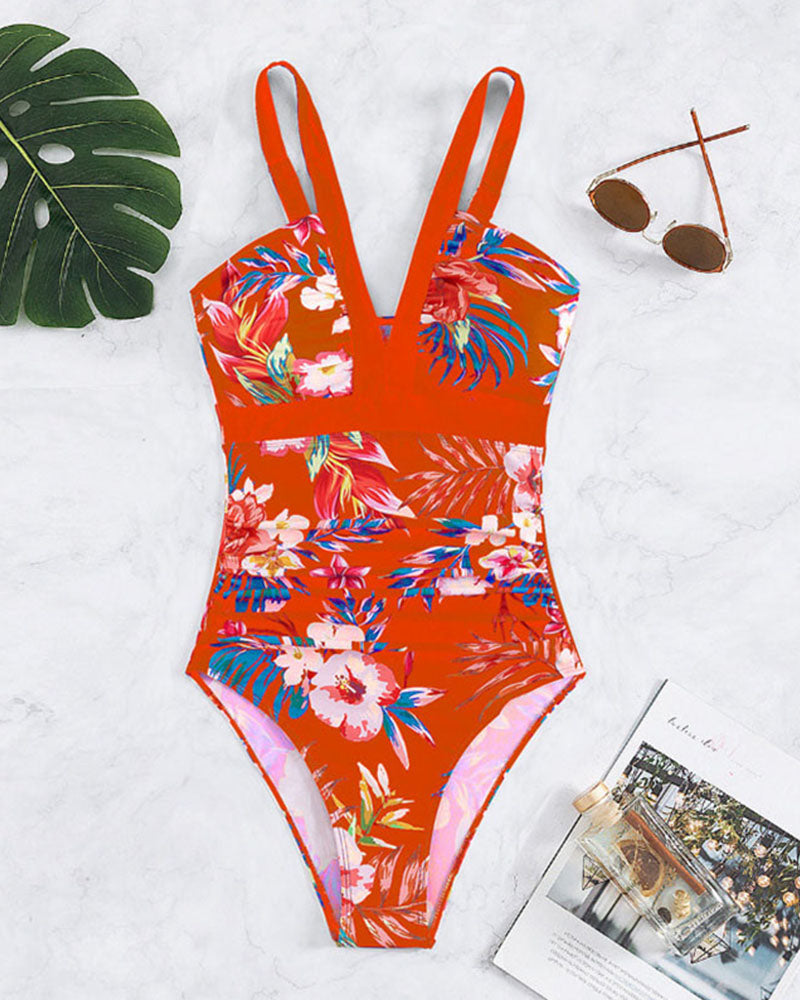 Krysta ™ - Fashionable one-piece swimsuit with floral pattern