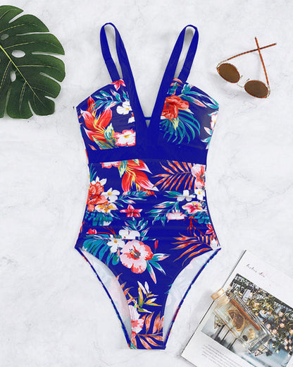 Krysta ™ - Fashionable one-piece swimsuit with floral pattern