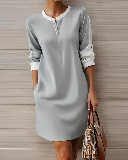 Kaleide™ - Elegant Dress with round neck, small V-neck