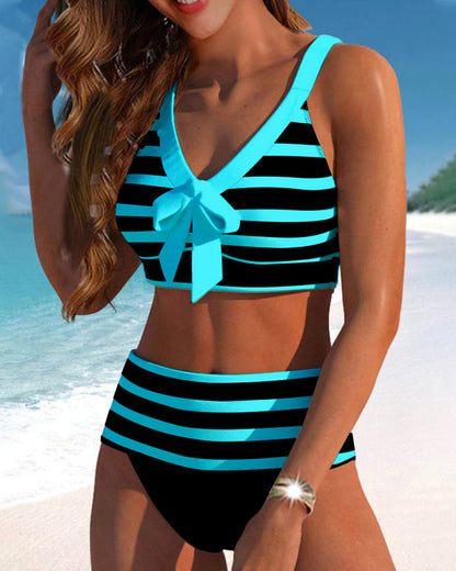 Lawana ™ - Striped high-waisted swimsuit