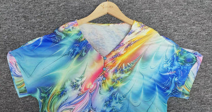 Freya - Marbled shirt with colourful print