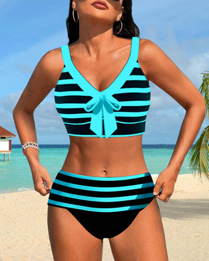 Lawana ™ - Striped high-waisted swimsuit