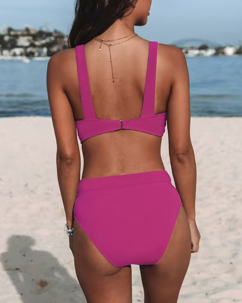 Hilary™ - Solid-coloured high-waisted swimming costume