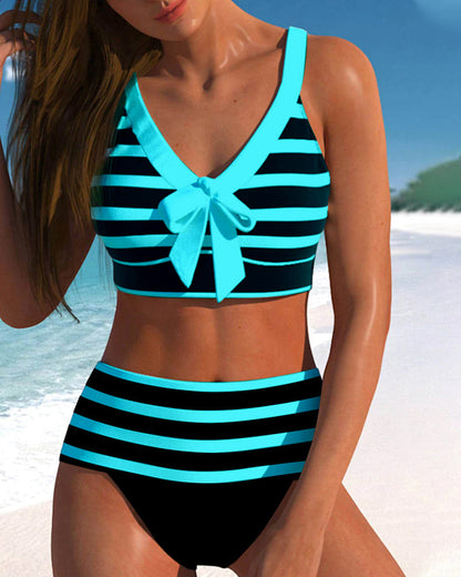 Lawana ™ - Striped high-waisted swimsuit