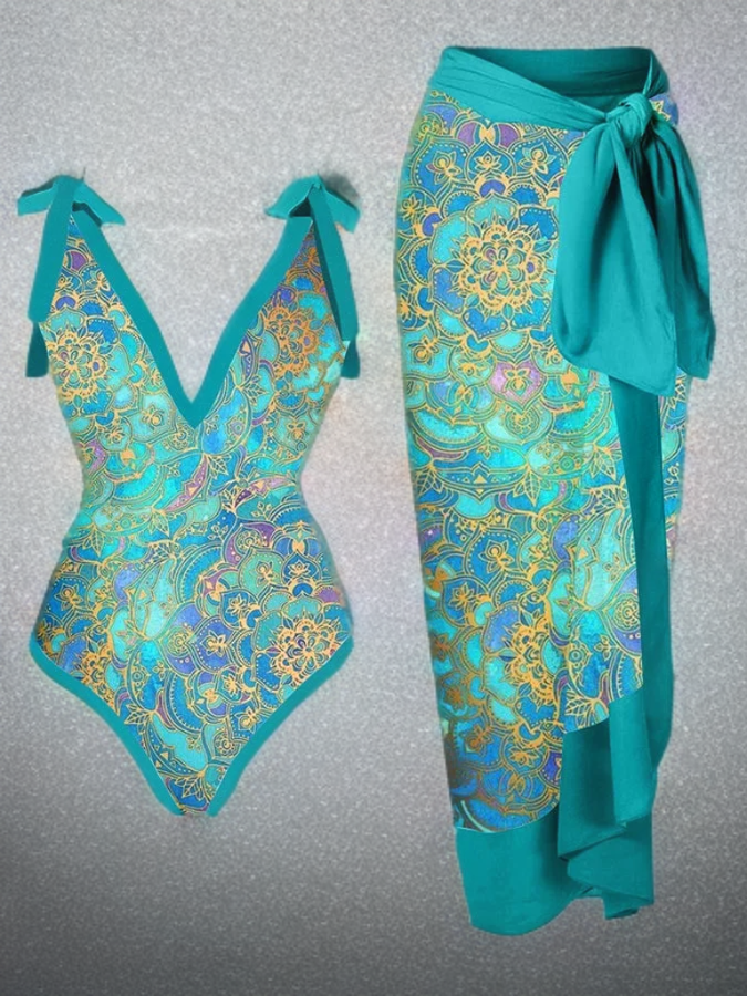 Holly™ - One-piece swimming costume with v-neck print