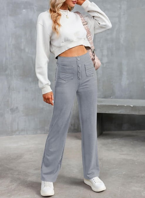 Kaleide™ -  Casual high waisted stretch pants for women