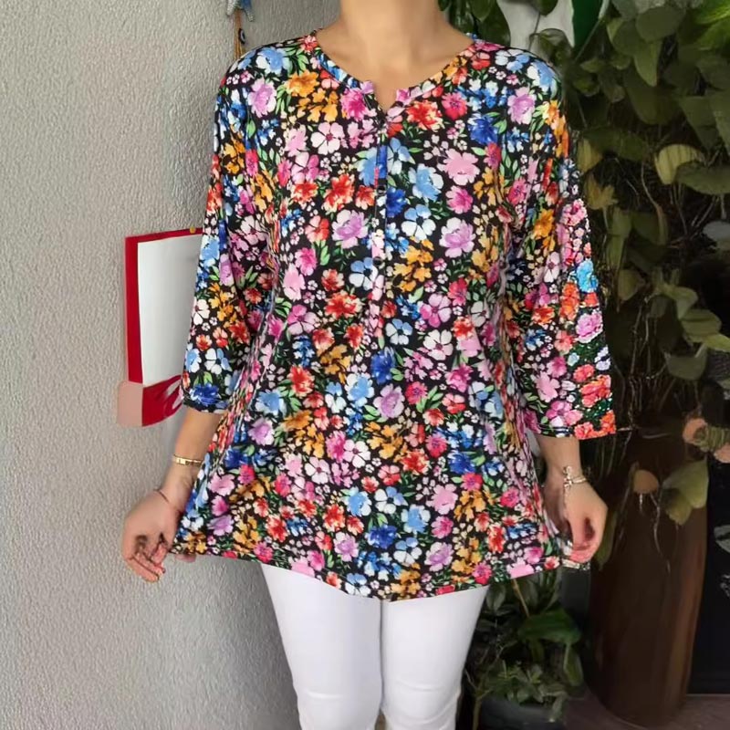 Kaleide™ - Floral V-Neck Blouse