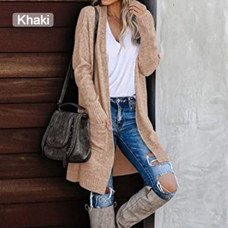 Kaleide™ -  Casual Long Sleeve Open Front Knit Cargigan